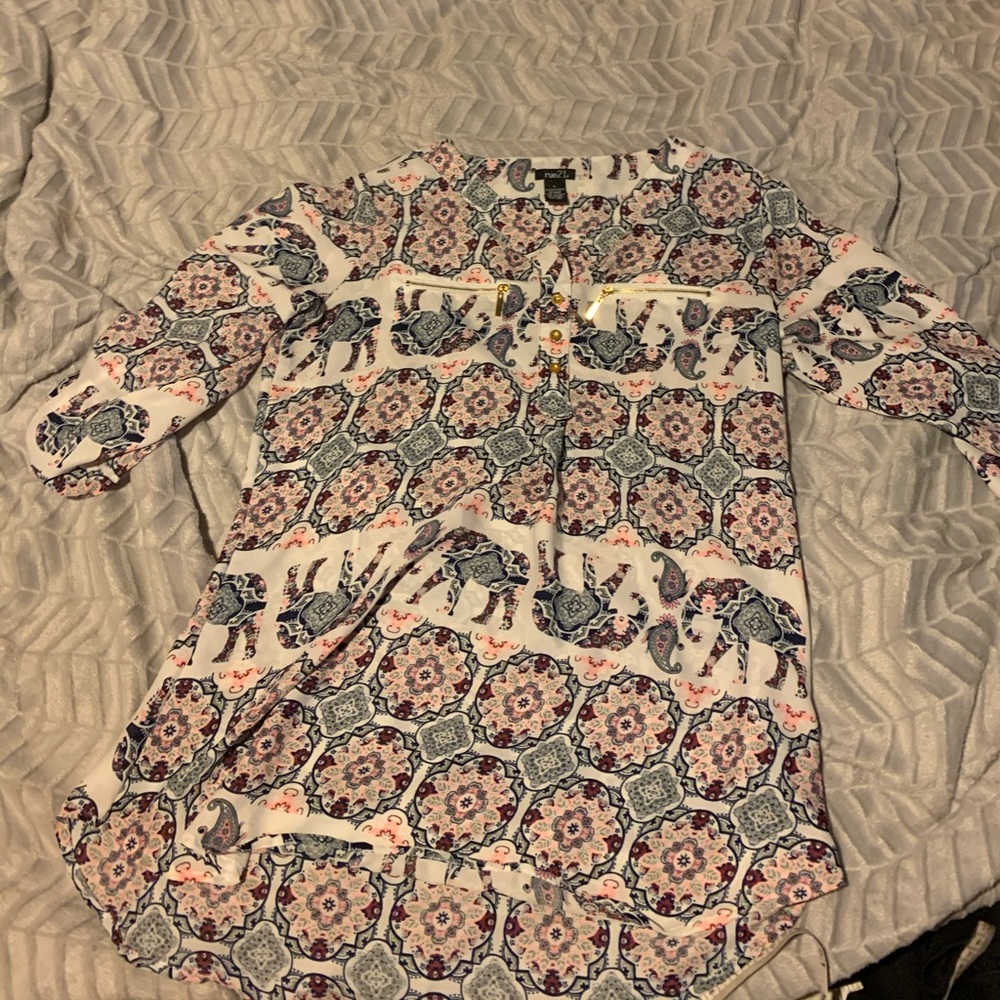 Elephant printed quarter sleeve blouse